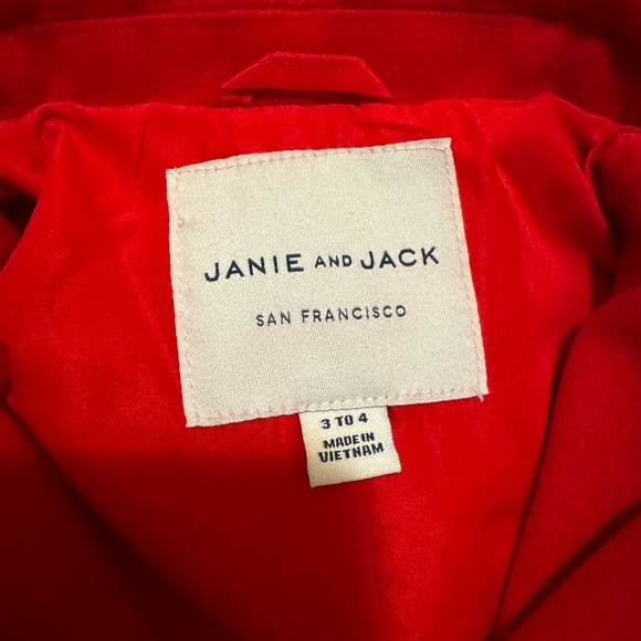 Janie and Jack Red Girl’s Coat (3-4) and Matching Hat (4-5) - Picture 5 of 9